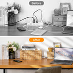 StorageWorks Large Cable Management Box, 2 Slots Wicker Cable Organizer to Hide Cords and Power Strip, Water Hyacinth Cord Hider Box for Home & Office