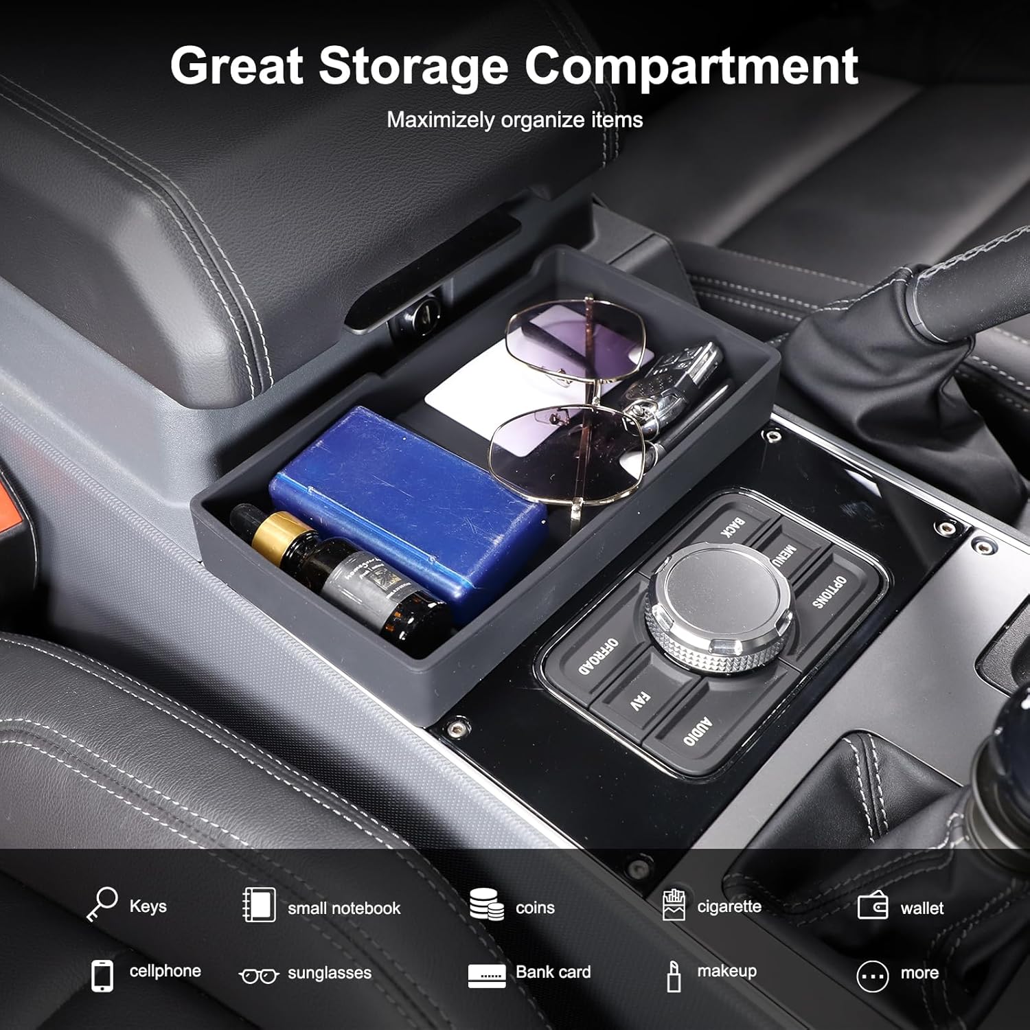Center Console Organizer Compatible with INEOS Grenadier 2020-2024, Armrest Box Front Storage Box ABS Material Insert Tray Accessories