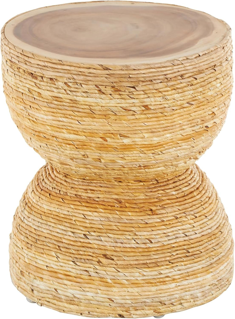Deco 79 Banana Leaf Handmade Side End Accent Table Woven End Table with Woode...