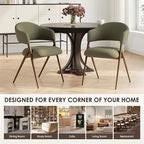 COLAMY Dining Chairs Set of 6, Mid Century Modern Dining Room Kitchen Dinner Chairs with Iron Legs, Open Back and Padded Seat, for Living Room/Bedroom/Restaurant/Cafe, Green
