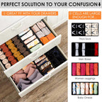 Drawer Organizer Clothes, 8 Pack Dresser Organizer Bins for Baby Clothes, Underwear Sock, Fabric Closet Organization and Storage Dividers for Nursery Bedroom (48 Compartments, Black)