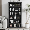 Casaphoria 62" Wooden Book Shelf, 6-Tier Bookcase, Open Bookshelf with Wide Storage Shelves for Home Office, Black