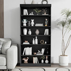 Casaphoria 62" Wooden Book Shelf, 6-Tier Bookcase, Open Bookshelf with Wide Storage Shelves for Home Office, Black