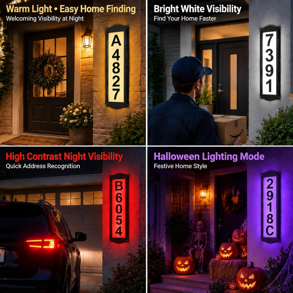 T-SUNUS Solar House Numbers with Separate Panel, IP65 Waterproof Outside