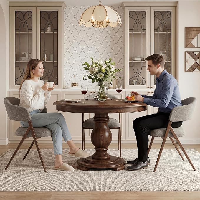COLAMY Dining Chairs Set of 2, Mid Century Modern Dining Room Kitchen Dinner Chairs with Iron Legs, Open Back and Padded Seat, for Living Room/Bedroom/Restaurant/Cafe, Taupe