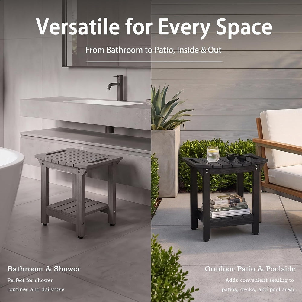 Waterproof HDPS 18.7" Shower Bench, Shower Chair for Inside Shower, Gray