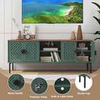 ARTPOWER 63" Modern TV Stands for Living Room, Long Entertainment Center with Storage, TV Console for 55 60 65 70 Inch TV, Bedroom TV Cabinet with Doors, Wood Media Console, Television Stand, Green