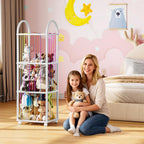HOOBRO Stuffed Animal Storage, Kids Toy Zoo Storage Organizer with Wheels and Elastic Band, Large Stuffed Animals Holder for Nursery, Playroom, Living Room, White WT128CW01