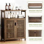 Bamboo Freestanding Bathroom Floor Storage Cabinet with Doors & Shelf | Versatile Cabinet for Living Room Entryway Hallway, Spacious Storage, FSC-certified Bamboo, Easy Assembly, Walnut