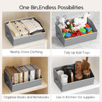 Large Closet Organizers and Storage Bins - 8 Pack Trapezoid Storage Baskets for Shelves, Foldable Fabric Baskets with Handles Ideal for Closet, Basket, Wardrobe and Shelf Storage, Grey