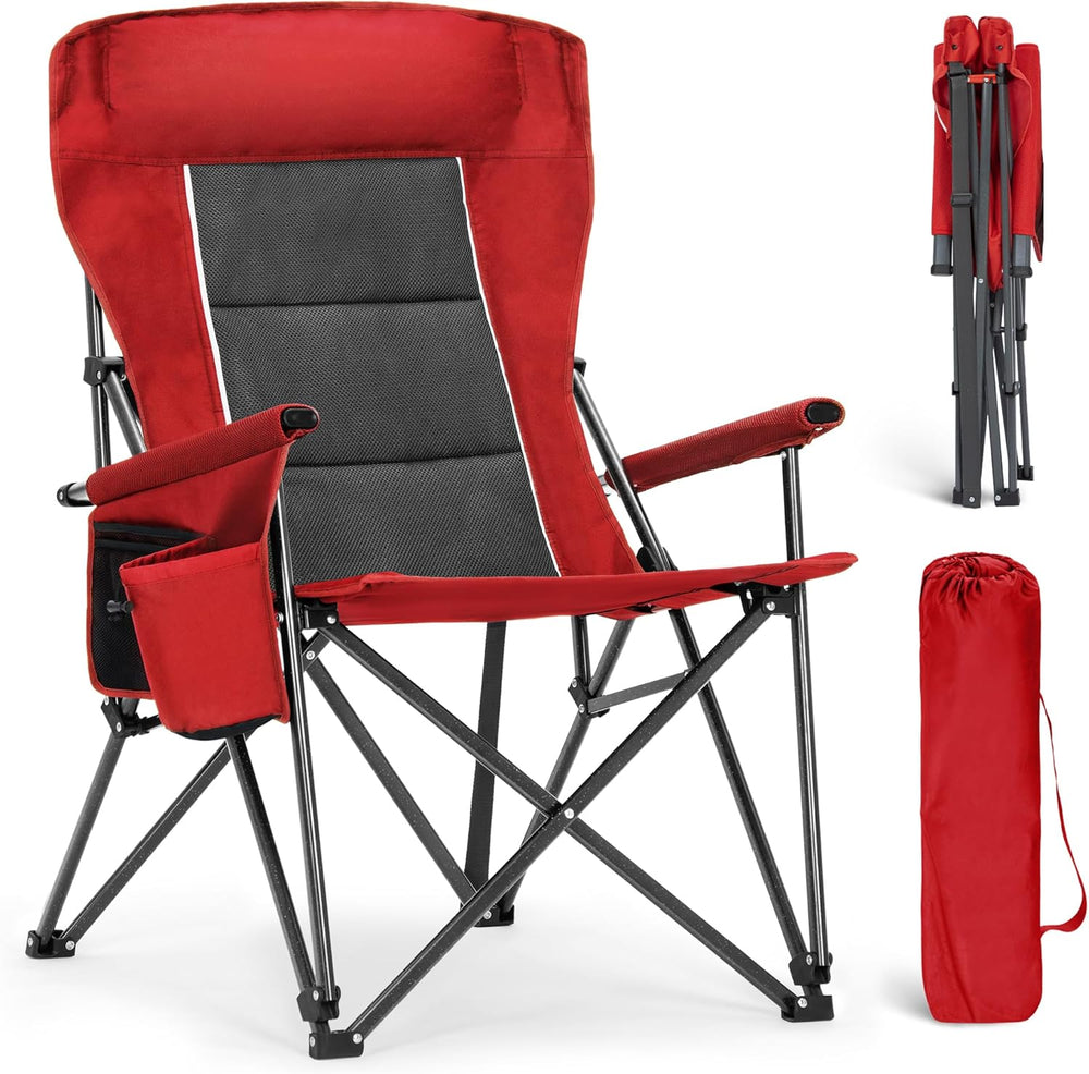 ALPHA CAMP Oversized Folding Camping Chairs for Adults High Backrest Heavy Du...