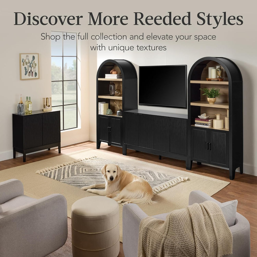 Best Choice Products 72" Tall Arched Pantry Cabinet w/Reeded Doors, 5-Ti...