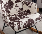 Shunzhi Modern Nursery Rocking Chair with Armrest, Upholstered Lazy Chair Tufted Side Chair Padded Reading Chair Comfy Club Chair Accent Chair for Living Room Bedroom Office Small Spaces, Cow