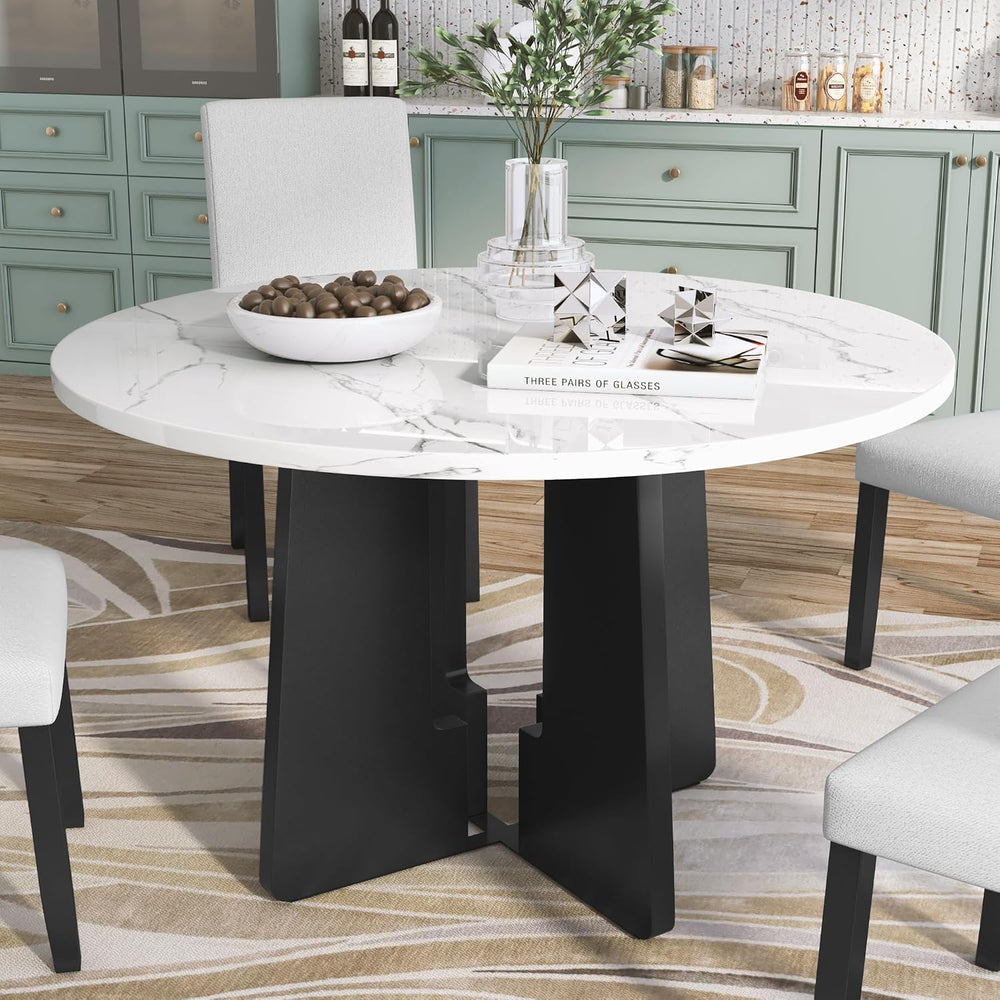 Merax 43 Inch Round Dining Table for 4, Spacious Tabletop Modern Solid and Du...