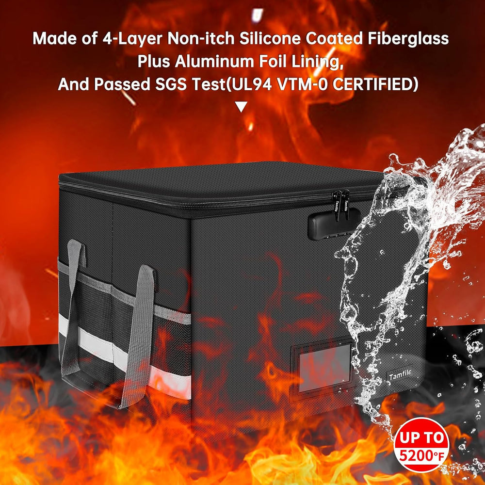 Tamfile Large File Box with lock, 5200°F Fireproof File Box for Documents | f...