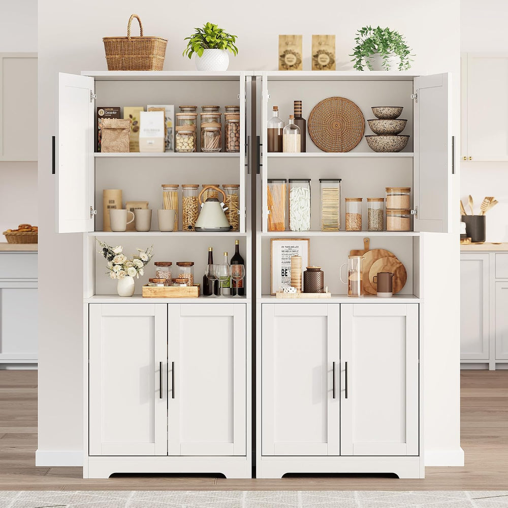 Tall Kitchen Pantry Cabinet with 4 Doors, 70 Inch Freestanding Storage Sidebo...