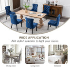 KCC Velvet Dining Chairs Set of 2, Upholstered High-end Tufted Dining Room Chair with Nailhead Back Ring Pull Trim Solid Wood Legs, Nikki Collection Modern Style for Kitchen, Blue