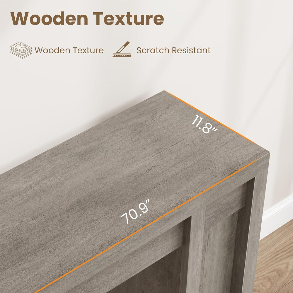 GAOMON 70.9" Farmhouse Cherrywood Console Table - 1.9" Thick Top (3...