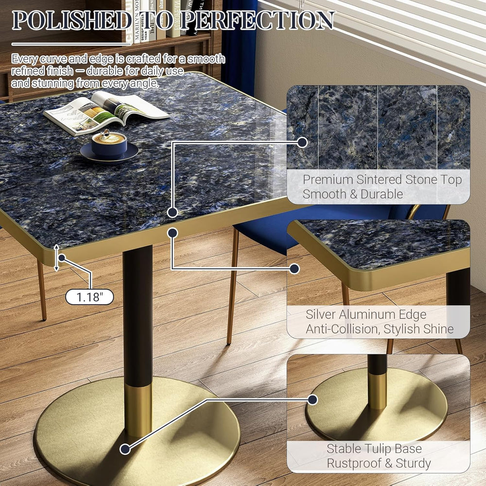 31.5'' Tulip Table, Square Pedestal Dining Table with Sintered Stone ...