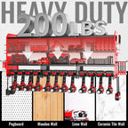 Large Power Tool Organizer Wall Mount-12 Drill Holder, Metal Heavy Duty Garage Tool Storage Shelves with Screwdriver Plier Holder, Gifts Idea for Men Dad Husband