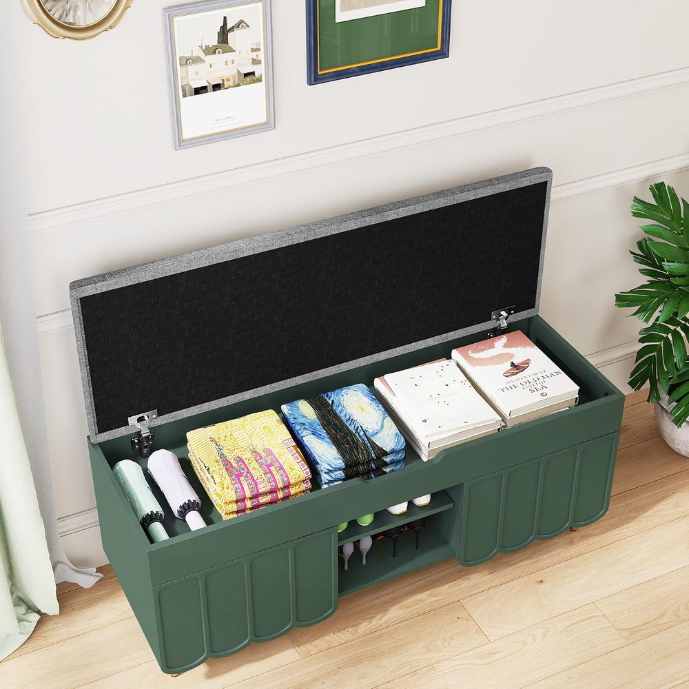 3More 40" Entryway Shoe Storage Bench,Upholstered Hidden Space Beneath S...
