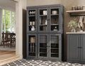 Palace Imports 100% Solid Wood 48.5" Pantry China Cabinet with Clear Glass Doors, 2-Drawers and Adjustable Shelves (Gray)