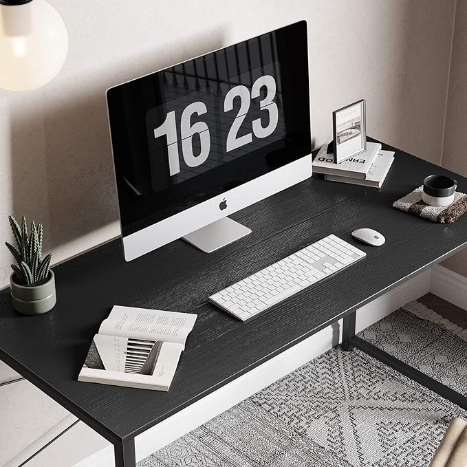 Cubiker Computer Desk, 47 inch Small Home Office Desk for Small Spaces, Modern Simple Style for Home, Office, Dark Black