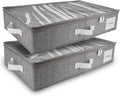 HOMELUX THEORY 2pc Under Bed Storage Containers, Bedroom Under the Bed Drawer Storage Organizer with Bins and Lids, Large Underbed Clothes Storage Box Ideal for Blanket, Fabric, & Shoes (LightGray)