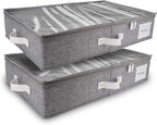 HOMELUX THEORY 2pc Under Bed Storage Containers, Bedroom Under the Bed Drawer Storage Organizer with Bins and Lids, Large Underbed Clothes Storage Box Ideal for Blanket, Fabric, & Shoes (LightGray)