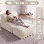 Unique Tortoise Pattern Soft Fabric Oversized Bean Bag Lounger Chair, 3-in-1 Sofa with Ottoman, Advanced Memory Foam, No Assembly for Living Room, Dorm, Bedroom(Beige)