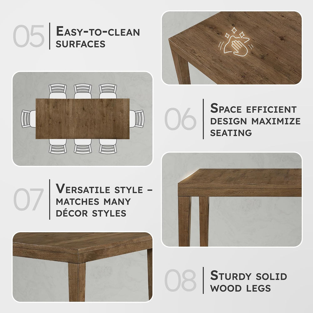 Lexicon 84-102 Inch Extendable Dining Table for 4-8 People, Large Rectangle W...