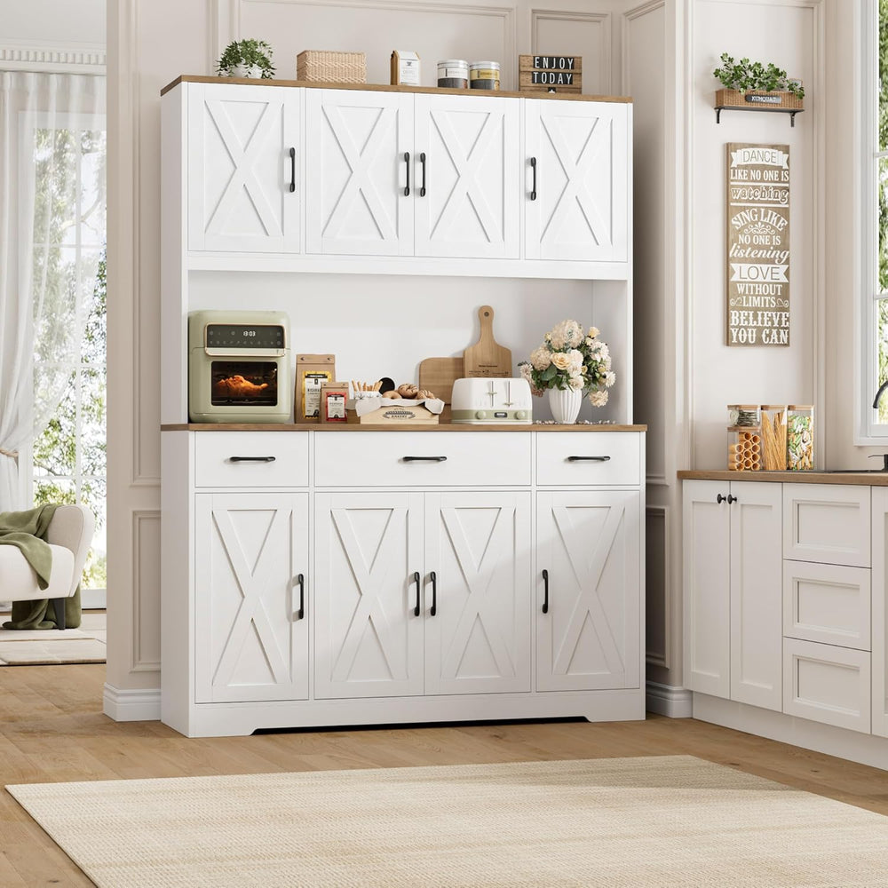 HOSTACK 71" Tall Kitchen Pantry Storage Cabinet, 55" W Kitchen Hutc...