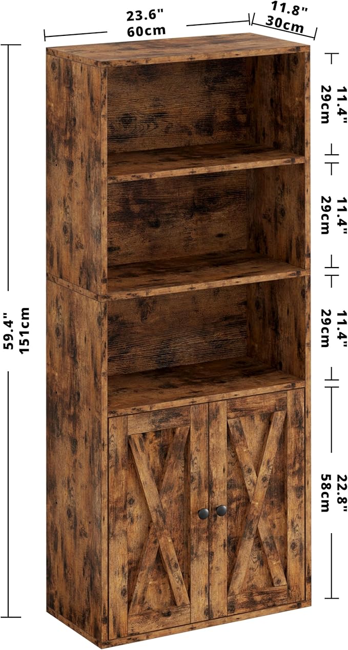 IRONCK Industrial Bookshelves and Bookcases with Doors 11.8 in Depth Floor St...