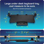 Keyboard Tray | Under Desk Keyboard Tray Slide Out w/Adjustable C-Clamps for Desks Up to 1.5-Inch-Thick | Clamp On Drawer with 1x USB-C to 4 USB-A Hub and 1x Five-Cable Management Organizer