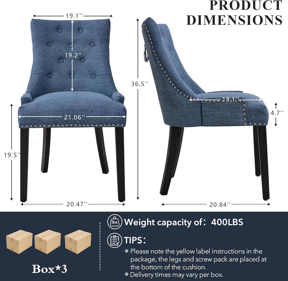 adochr Dining Chairs Set of 6, Upholstered Fabric Dining Room Chairs with Nai...