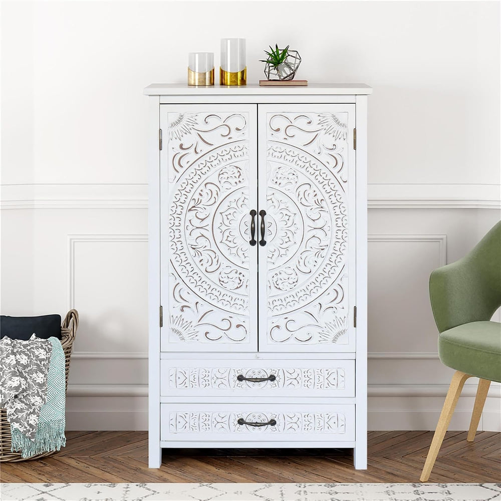 Modern White Storage Cabinet, Rustic Sideboard Pantry Cabinet, for Home Decor...
