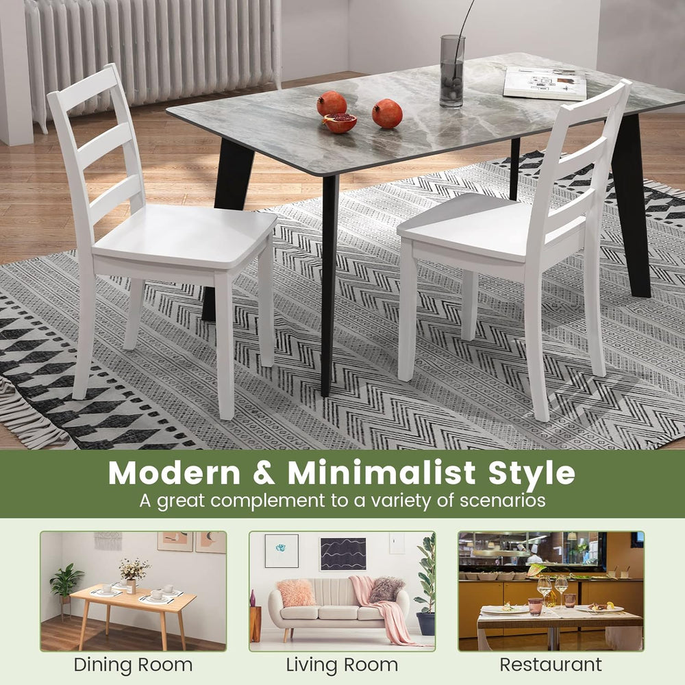 Giantex Wood Dining Chairs Set of 4 White - Wooden Armless Kitchen Chairs wit...