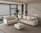 SITJOY Faux Leather Modular Sectional Sofa with Storage, Mid Century Modern Sectional Couches for Living Room, Soft Padded Armrests, 6 Seat Couch and Loveseat Sets with Ottoman, Greige