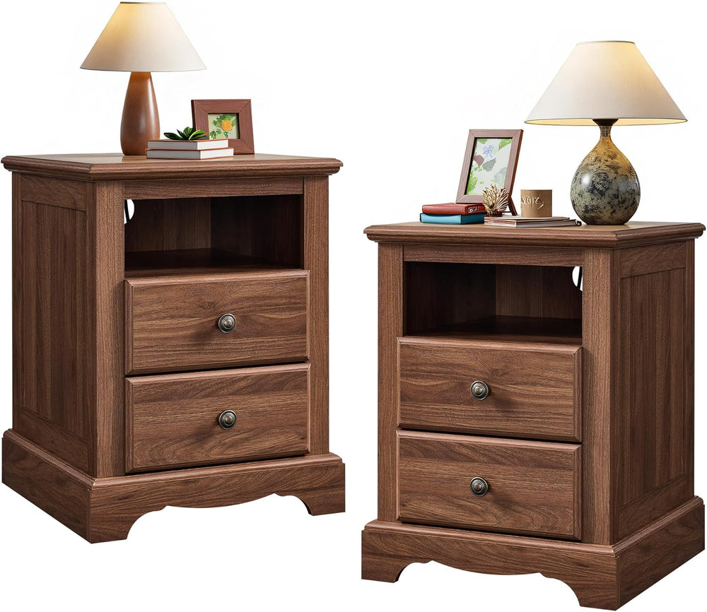 T4TREAM Nightstand Set of 2 with Charging Station, 18" W Vintage End Tab...