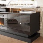 70" Fireplace TV Stand, Modern Entertainment Center for TVs Up to 80", TV Console with Storage Cabinets, Media Console for Living Room, Black TV Stand and Black Fireplace WI-FI Enabled
