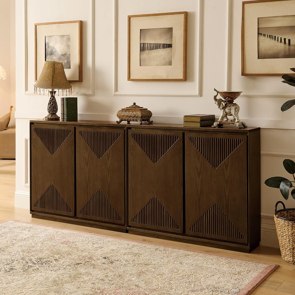 LKTART Mid Century Modern Sideboard Buffet Storage Cabinet with Doors and She...