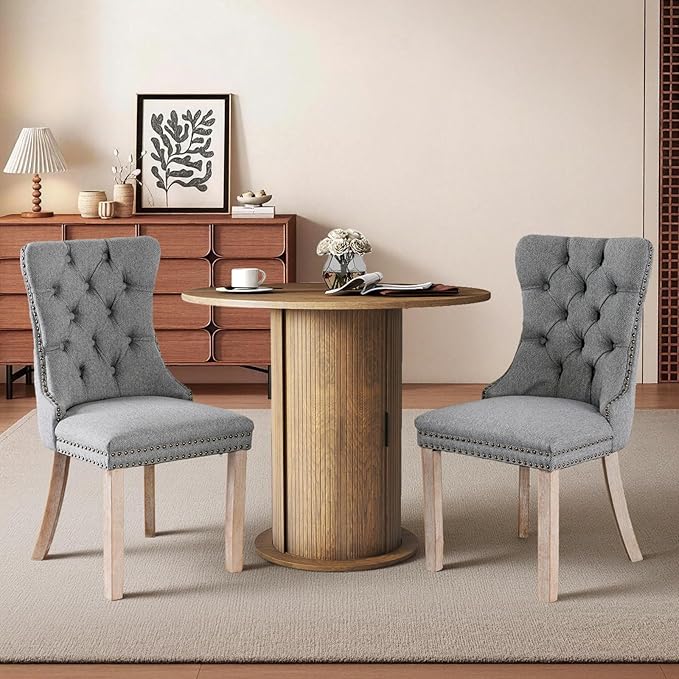 SoarFlash Kitchen Table and Chairs for 2, 31.5" Dining Table Set for 2 with Upholstered Chairs, 3 Piece Kitchen Table Set with Storage Shelf for Small Space, Apartment