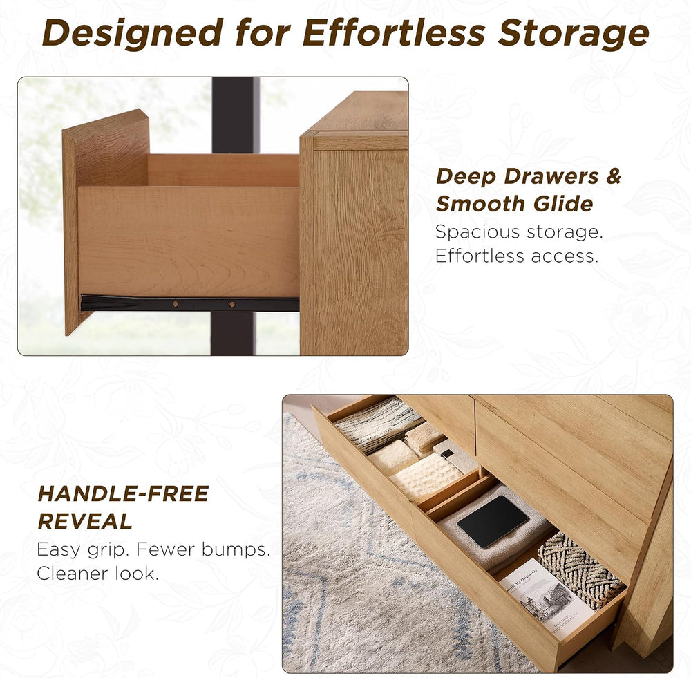 OKD 60" Modern 6 Drawer Dresser for Bedroom, 20" Depth for More Sto...