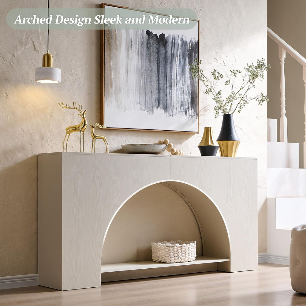 IFGET 63" Arched Console Table, 2-Tier Modern Entryway Table with Arched...