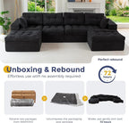MAXYOYO 132" U Shaped Modular Sectional Sofa with 2 Ottomans, Cloud Boneless Couch with Layered Cushion, Flexible Module Combination Sofa for Living Room, No Assembly Required, Black
