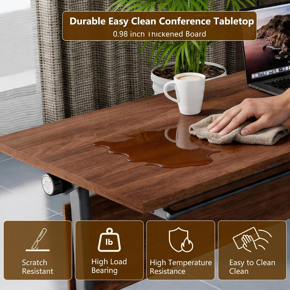 Folding Conference Table for 2-30 Person Modern Large Flip-Top Mobile Meeting...