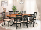 East West Furniture PLNI9-BCH-C 9 Piece Modern Dining Table Set Includes an Oval Wooden Table with Butterfly Leaf and 8 Linen Fabric Kitchen Dining Chairs, 42x78 Inch, Black & Cherry