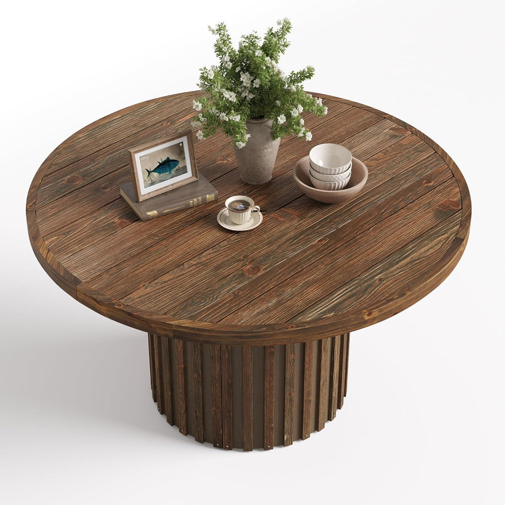 Tribesigns 47-Inch Round Dining Table for 4-6, Farmhouse Wood Kitchen Table w...