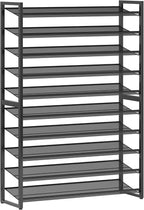 Nunsino Shoe Rack,10 Tier Metal Shoe Organizer,Max Holds 50 Pairs,Heavy Duty Shoes Shelf for Garage, Entryway, Closet,Black