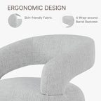 Upholstered Dining Chairs with Casters, Modern Barrel Side Armchair with Rollers for Dining Room, Bedroom, Kitchen, Reading Room, Light Gary, Set of 2